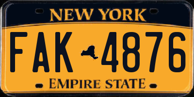 NY license plate FAK4876