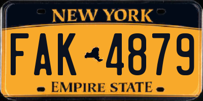 NY license plate FAK4879