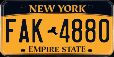 NY license plate FAK4880
