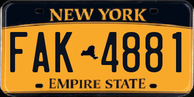 NY license plate FAK4881