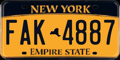 NY license plate FAK4887