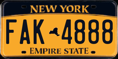 NY license plate FAK4888