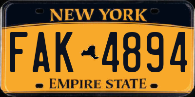 NY license plate FAK4894