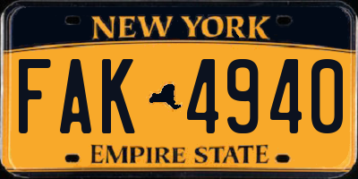 NY license plate FAK4940