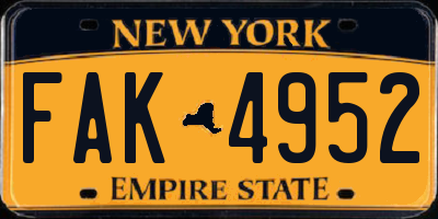 NY license plate FAK4952