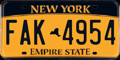 NY license plate FAK4954