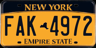 NY license plate FAK4972