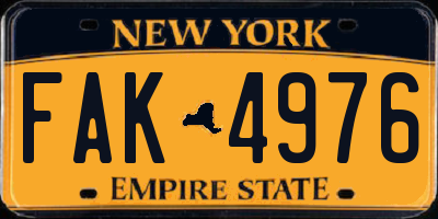 NY license plate FAK4976