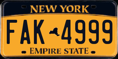 NY license plate FAK4999
