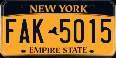 NY license plate FAK5015