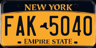 NY license plate FAK5040