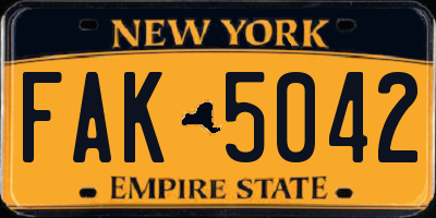 NY license plate FAK5042