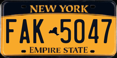 NY license plate FAK5047