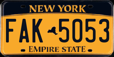 NY license plate FAK5053