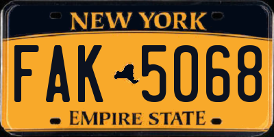 NY license plate FAK5068