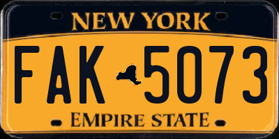 NY license plate FAK5073