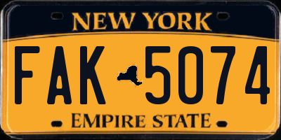 NY license plate FAK5074