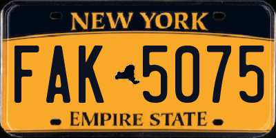NY license plate FAK5075
