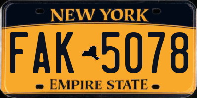 NY license plate FAK5078