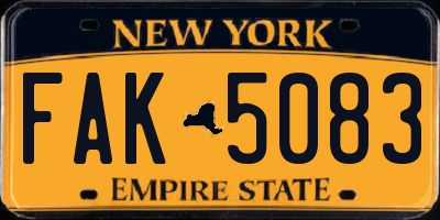 NY license plate FAK5083