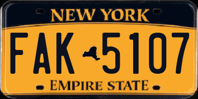 NY license plate FAK5107