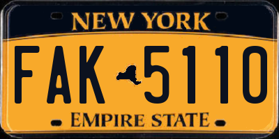 NY license plate FAK5110