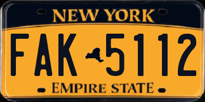 NY license plate FAK5112