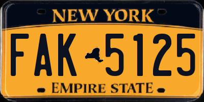 NY license plate FAK5125