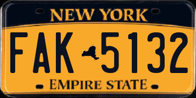 NY license plate FAK5132
