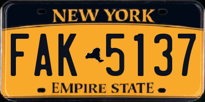 NY license plate FAK5137