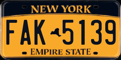 NY license plate FAK5139
