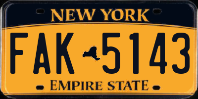 NY license plate FAK5143