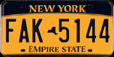 NY license plate FAK5144