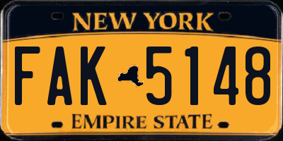 NY license plate FAK5148