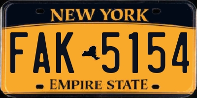 NY license plate FAK5154