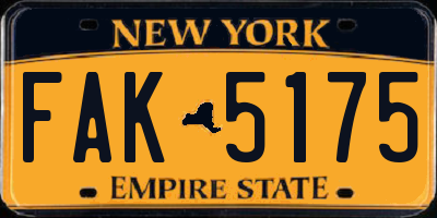 NY license plate FAK5175