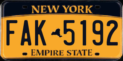NY license plate FAK5192