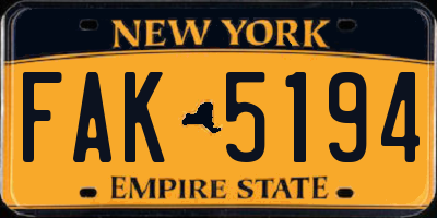 NY license plate FAK5194