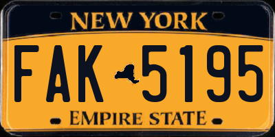 NY license plate FAK5195