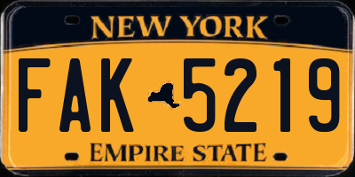 NY license plate FAK5219