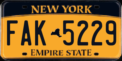 NY license plate FAK5229