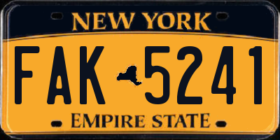 NY license plate FAK5241