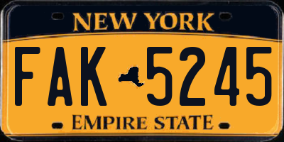 NY license plate FAK5245