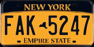 NY license plate FAK5247