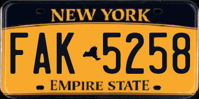 NY license plate FAK5258
