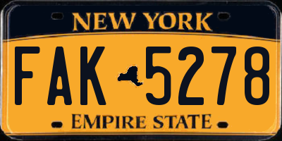NY license plate FAK5278
