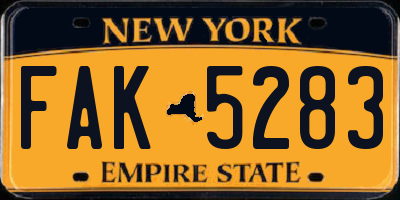 NY license plate FAK5283