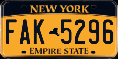 NY license plate FAK5296