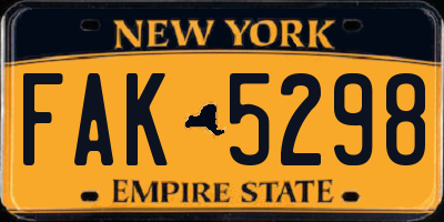 NY license plate FAK5298