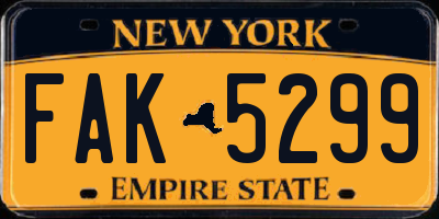 NY license plate FAK5299
